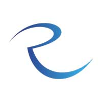 Ribbon.Works Store Logo - Blue R on a White Background