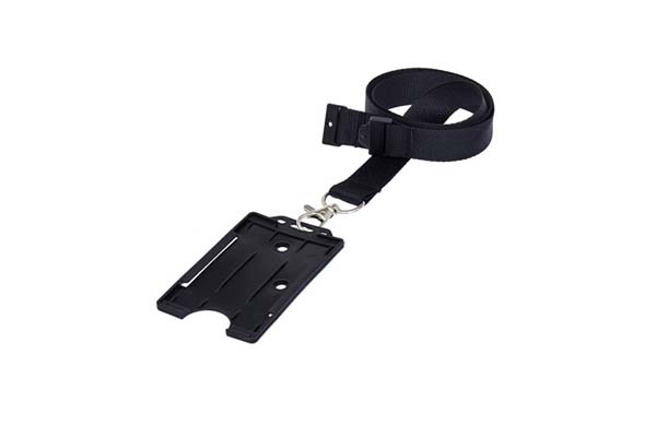 Black Portrait Double ID Card Holder On A Lanyard (Not Included)