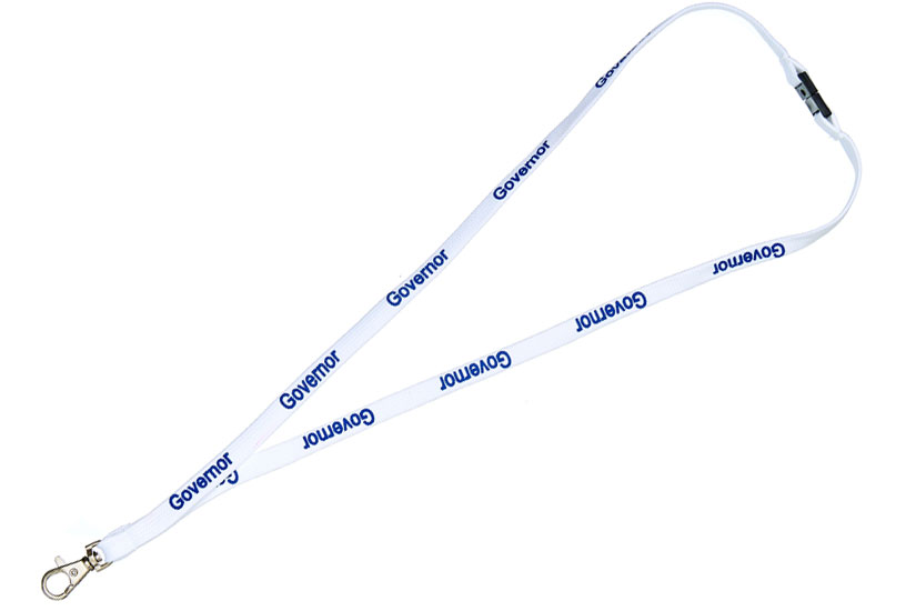 White Governor Lanyard - Blue Text